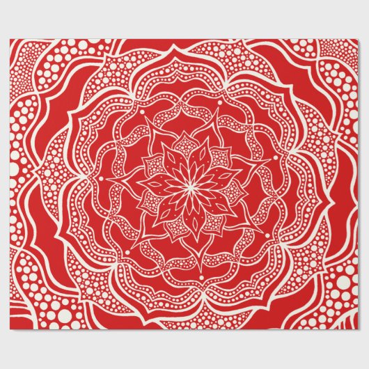 Mandala Art Boho Chic Elegant White Kerstmis Cadeaupapier (Vlak)