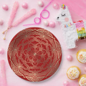 Mandala Art Boho Elegant Goud Donkerrood Kerstmis Papieren Bordje (Feest)