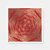Mandala Art Boho Elegant Goud Donkerrood Kerstmis Servet (Voorkant)