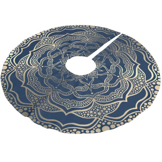 Mandala Art Boho Elegant Goud Marine Blauw Kerstmi Kerstboom Rok (Gekanteld)