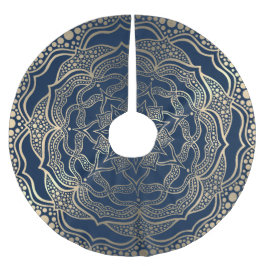 Mandala Art Boho Elegant Goud Marine Blauw Kerstmi Kerstboom Rok