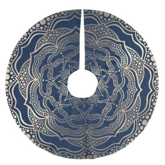 Mandala Art Boho Elegant Goud Marine Blauw Kerstmi Kerstboom Rok (Voorkant)