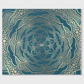 Mandala Art Boho Elegant Goud Turquoise Kerstmis Cadeaupapier (Vlak)