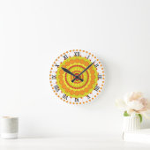 Mandala Art Geel Sinaasappel Kleur Ontwerp Ronde Klok (Huis)