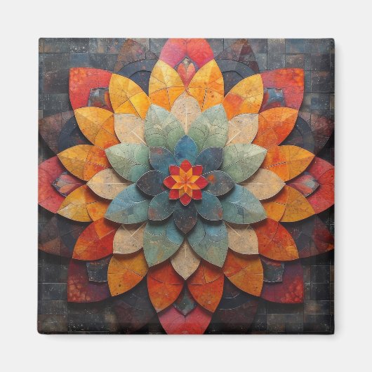 Mandala Art Geweven Bloem Magneet (Voorkant)