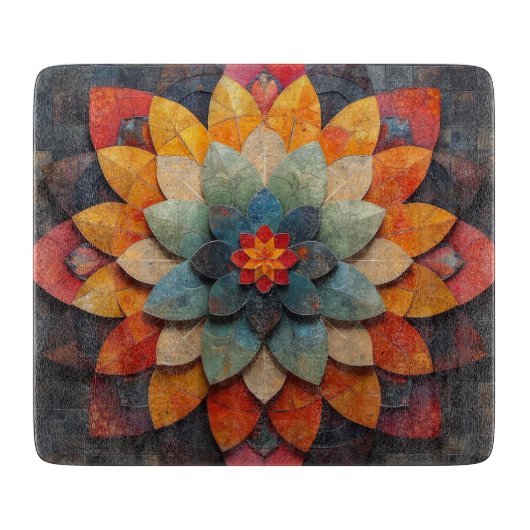 Mandala Art Geweven Bloem Snijplank (Voorkant)