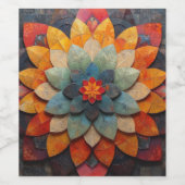 Mandala Art Geweven Bloem Wijn Etiket (Enkel label)