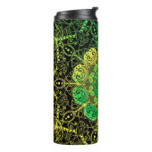 Mandala Art: Groen Geel Detail. Thermosbeker (Gedraaid links)