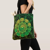 Mandala Art: Groen Geel Detail. Tote Bag (Dichtbij)