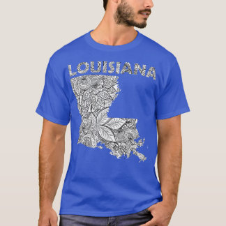 Mandala art map van Louisiana met tekst in wit TS T-shirt