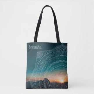 Mandala Art Night Sky Stars aangepaste tekst ademe Tote Bag