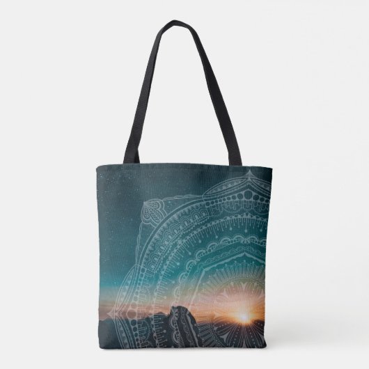 Mandala Art Night Sky Stars aangepaste tekst ademe Tote Bag (Achterkant)