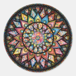 MANDALA-ARTS - ZWART EN WITTE - STROOMDIAMOND RONDE STICKER