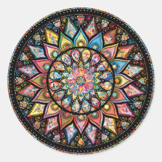 MANDALA-ARTS - ZWART EN WITTE - STROOMDIAMOND RONDE STICKER