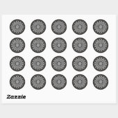 MANDALA-ARTS - ZWARTE EN WITTE STYLEN - STROOMSTRO RONDE STICKER (Vel)