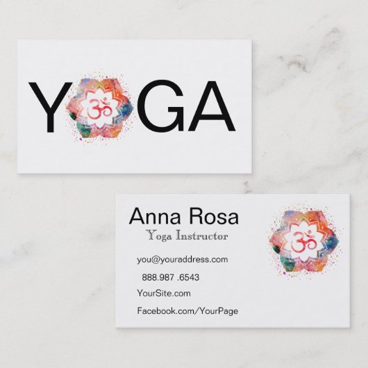 *~* Mandala Aum OM Lotus YogaTeacher Instructor Visitekaartje (Voorkant / Achterkant)