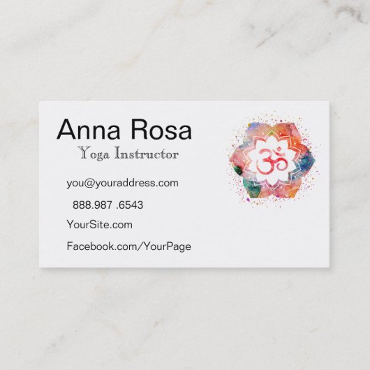 *~* Mandala Aum OM Lotus YogaTeacher Instructor Visitekaartje (Achterkant)