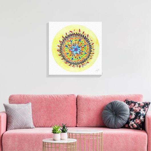 Mandala Áurea Canvas Afdruk (Insitu (Woonkamer))