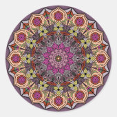 Mandala AutumnLeaves 12 Petals Mauve Brown Ronde Sticker (Voorkant)