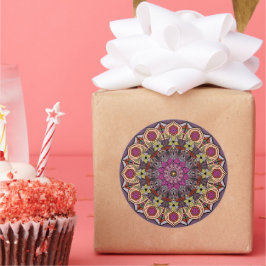 Mandala AutumnLeaves 12 Petals Mauve Brown Ronde Sticker