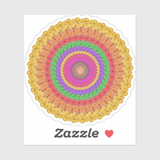 Mandala Bal geel haakstijl -  Sticker (Vel)