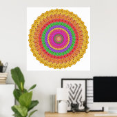 Mandala Ball oranje geel groen - Poster (Thuiskantoor)
