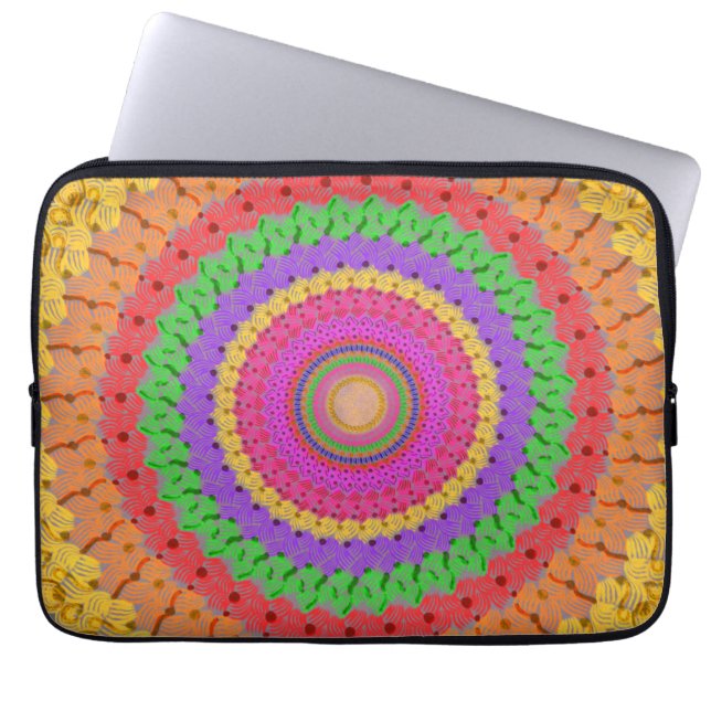 Mandala Ball yellow crochet style - Laptop Sleeve (Voorkant)