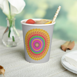 Mandala Ball yellow crochet style - Papieren Bekers