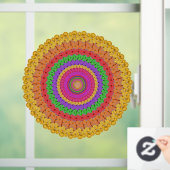 Mandala Ball yellow crochet style - Raamsticker (Huis)