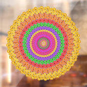 Mandala Ball yellow crochet style - Raamsticker (Vel 2)