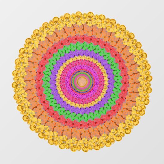 Mandala Ball yellow crochet style - Raamsticker (Vel)