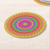Mandala Ball yellow crochet style - Ronde Kartonnen Onderzetter (Gebogen)