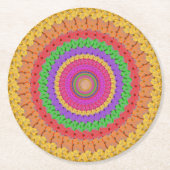 Mandala Ball yellow crochet style - Ronde Kartonnen Onderzetter (Voorkant)