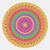 Mandala Ball yellow crochet style - Ronde Sticker (Voorkant)