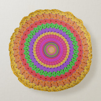Mandala Ball yellow crochet style - Round Pillow Rond Kussen