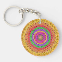 Mandala Ball yellow crochet style - Sleutelhanger