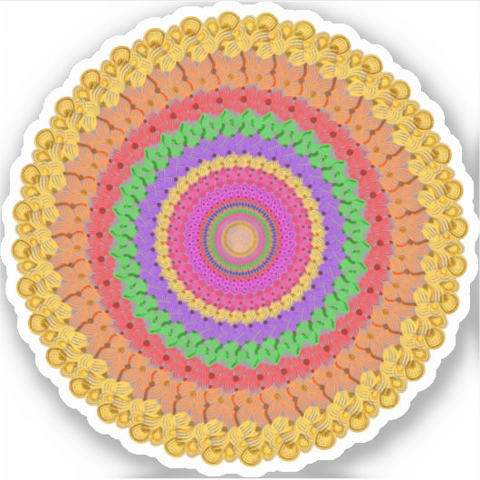 Mandala Ball yellow crochet style - Sticker (Voorkant)
