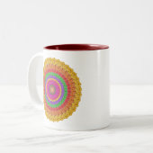 Mandala Ball yellow crochet style - Tweekleurige Koffiemok (Voorkant links)