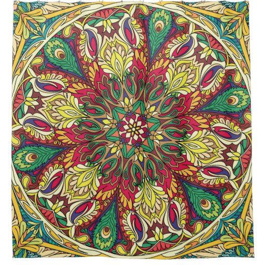 Mandala Bandana: naadloos design. Douchegordijn (Voorkant)