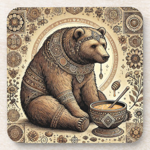 🐻 Mandala Beer Honing Nature Cabine Cadeau 🐻 Bier Onderzetter