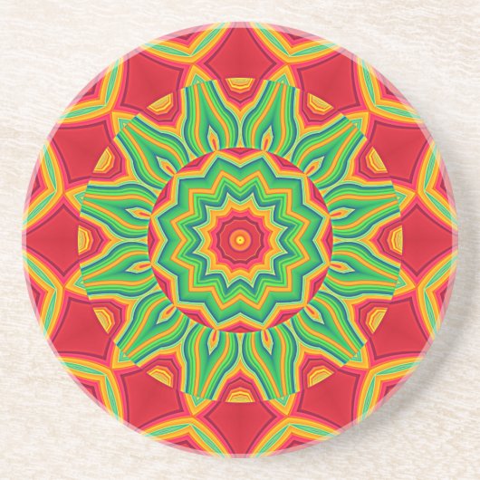 Mandala Beverage Coaster Zandsteen Onderzetter (Voorkant)