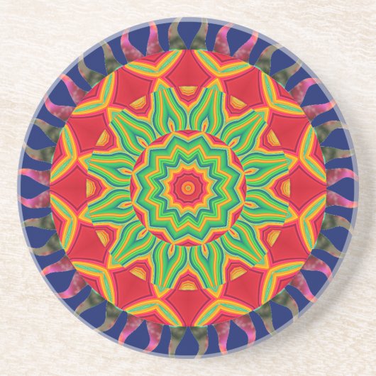 Mandala Beverage Coaster Zandsteen Onderzetter (Voorkant)