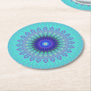 Mandala bevroren ronde kartonnen onderzetter