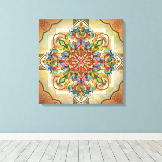 Mandala Birds Canvas Afdruk (Insitu (Houten vloer))