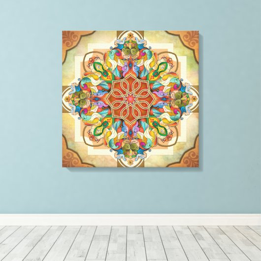 Mandala Birds Canvas Afdruk (Insitu (Houten vloer))