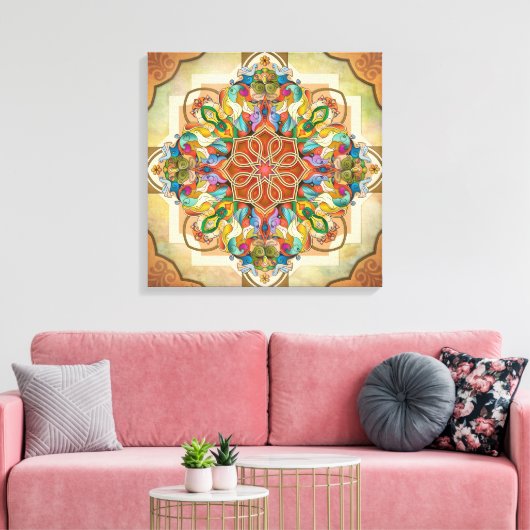 Mandala Birds Canvas Afdruk (Insitu (Woonkamer))