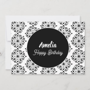 Mandala Birthday Party Black White Colour Feestdagenkaart