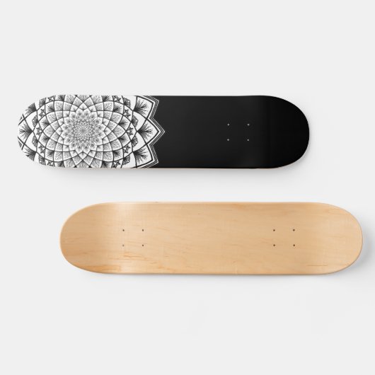 Mandala Black en White Pattern Persoonlijk Skateboard (Horizontaal)