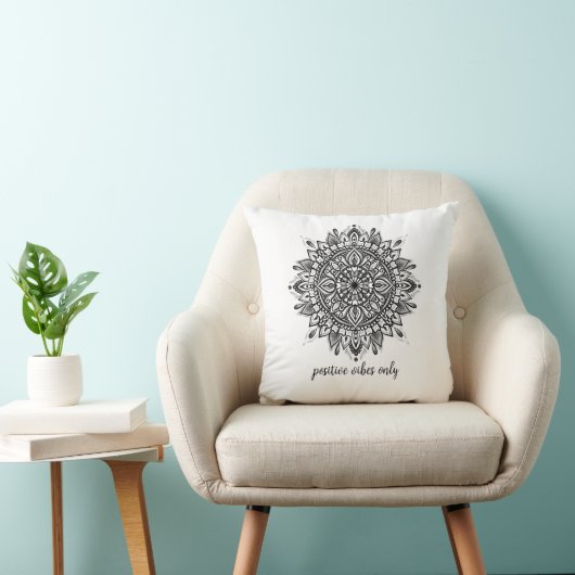 Mandala Black en White Throw Cushion Kussen (Stoel)