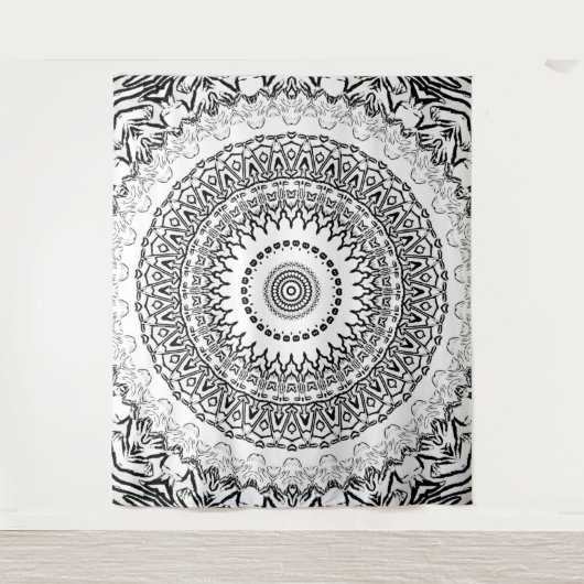 Mandala Black en White Wandkleed (Voorkant)